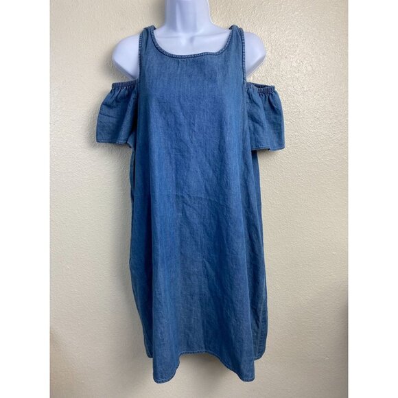Joe's Jeans Dresses & Skirts - Joe's Jeans Collection Chambray Mini Dress Women size Medium Blue Cold Shoulder